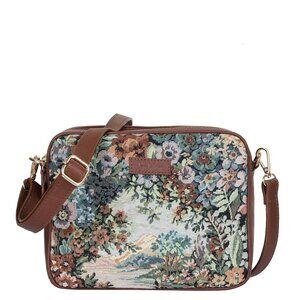 Botanical Pattern Tapestry Fabric Crossbody Bag for Women –Messenger Purse